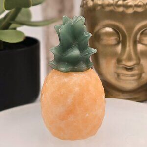 Orange Calcite & Green Aventurine Pineapple Sculpture – Joy & Abundance